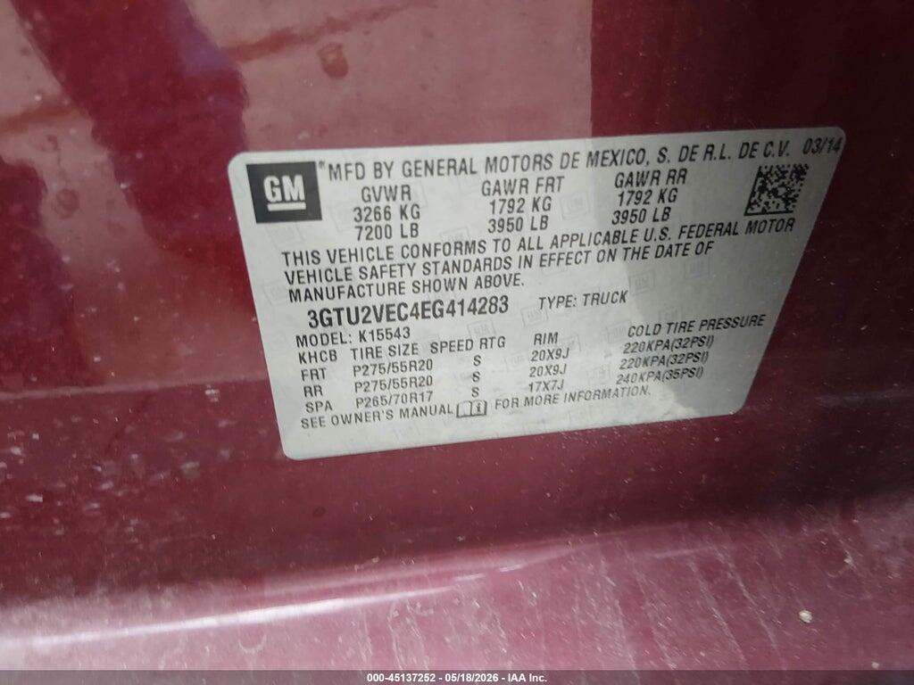 3GTU2VEC4EG414283 2014 GMC SIERRA 1500 photo no. 9