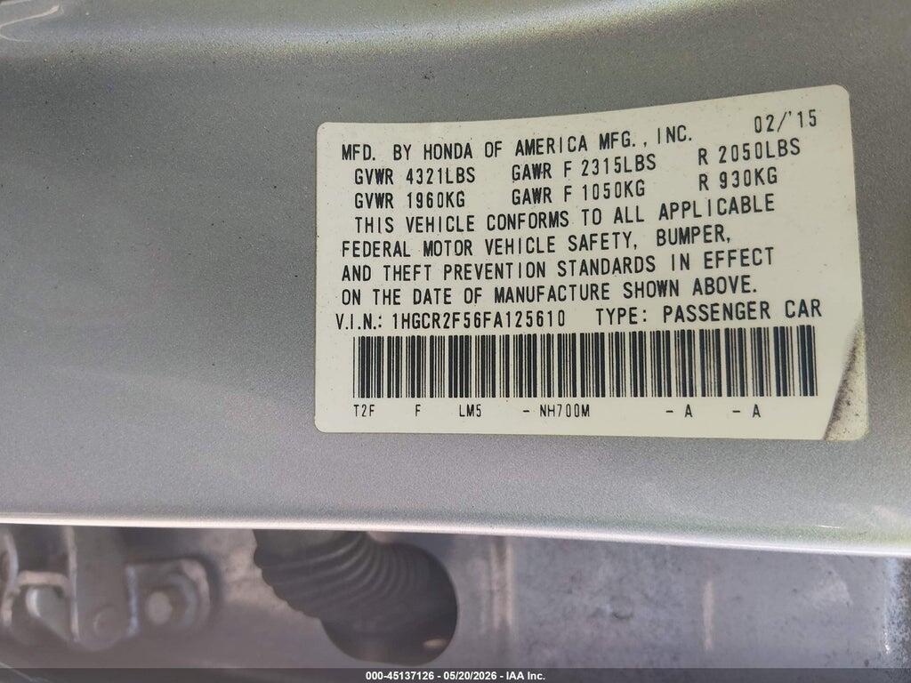 1HGCR2F56FA125610 2015 HONDA ACCORD photo no. 9