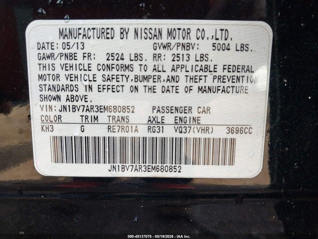 JN1BV7AR3EM680852 2014 INFINITI Q50 photo no. 9