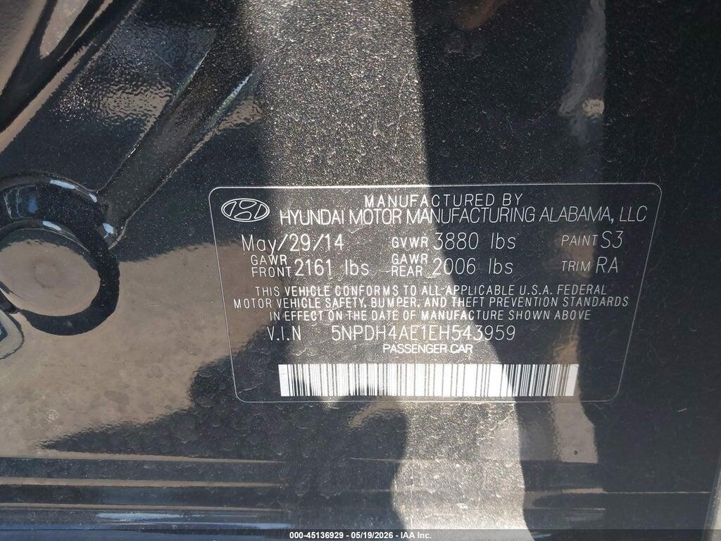 5NPDH4AE1EH543959 2014 HYUNDAI ELANTRA photo no. 9