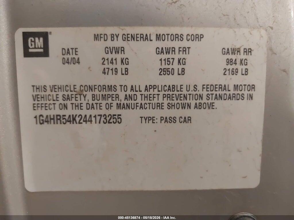 1G4HR54K244173255 2004 BUICK LESABRE photo no. 9