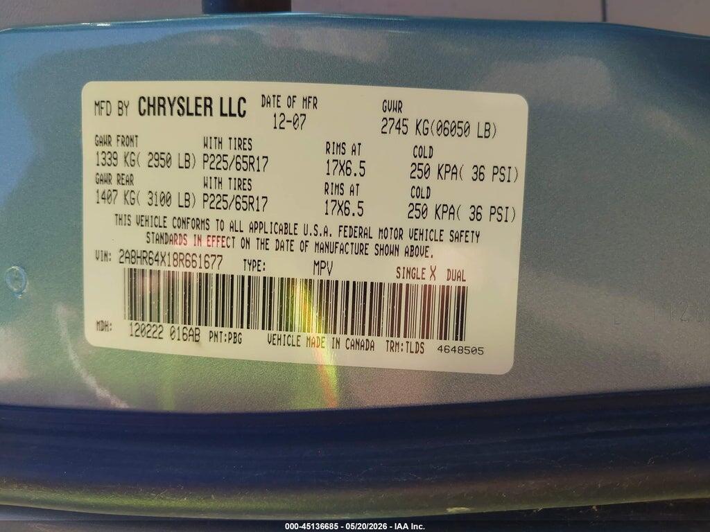 2A8HR64X18R661677 2008 CHRYSLER TOWN & COUNTRY photo no. 9