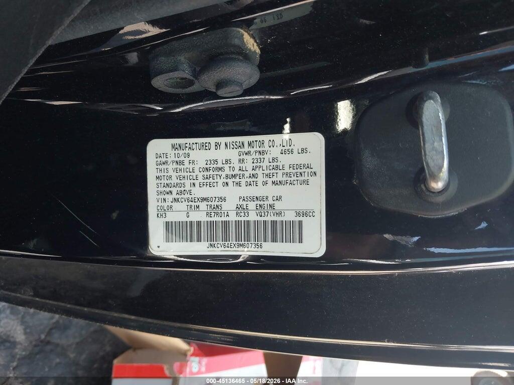 JNKCV64EX9M607356 2009 INFINITI G37 photo no. 9