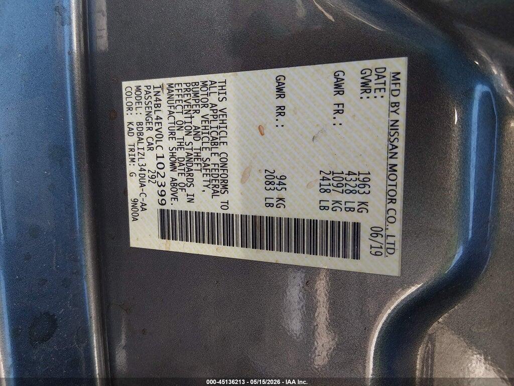 1N4BL4EV0LC102399 2020 NISSAN ALTIMA photo no. 9