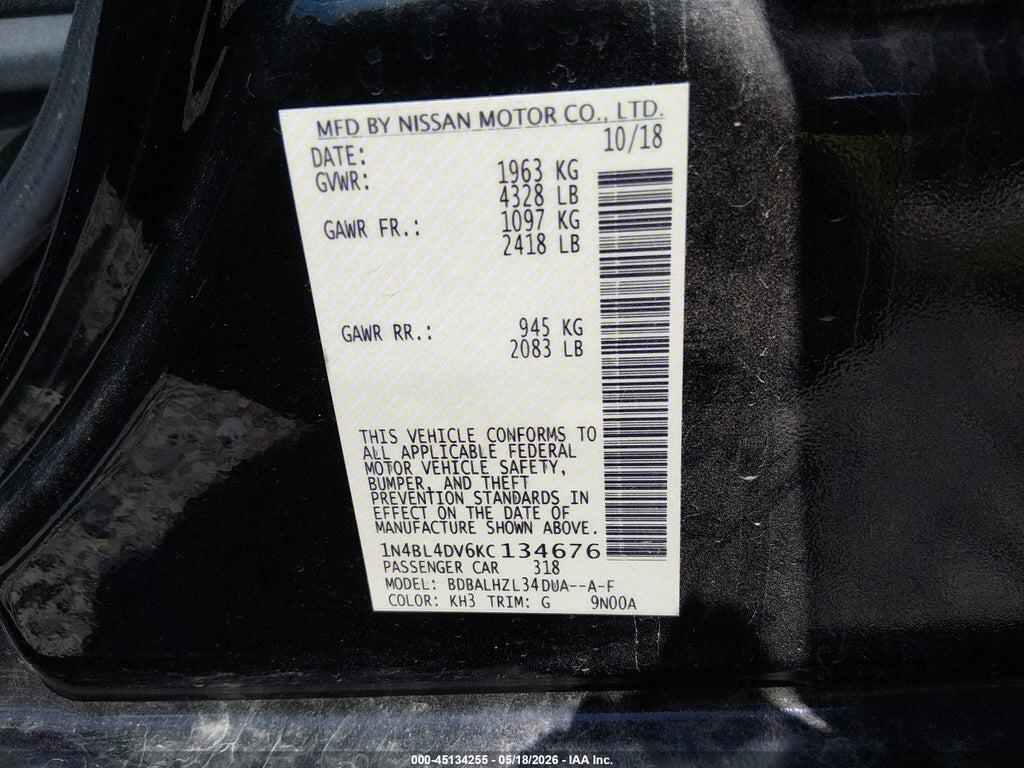1N4BL4DV6KC134676 2019 NISSAN ALTIMA photo no. 9