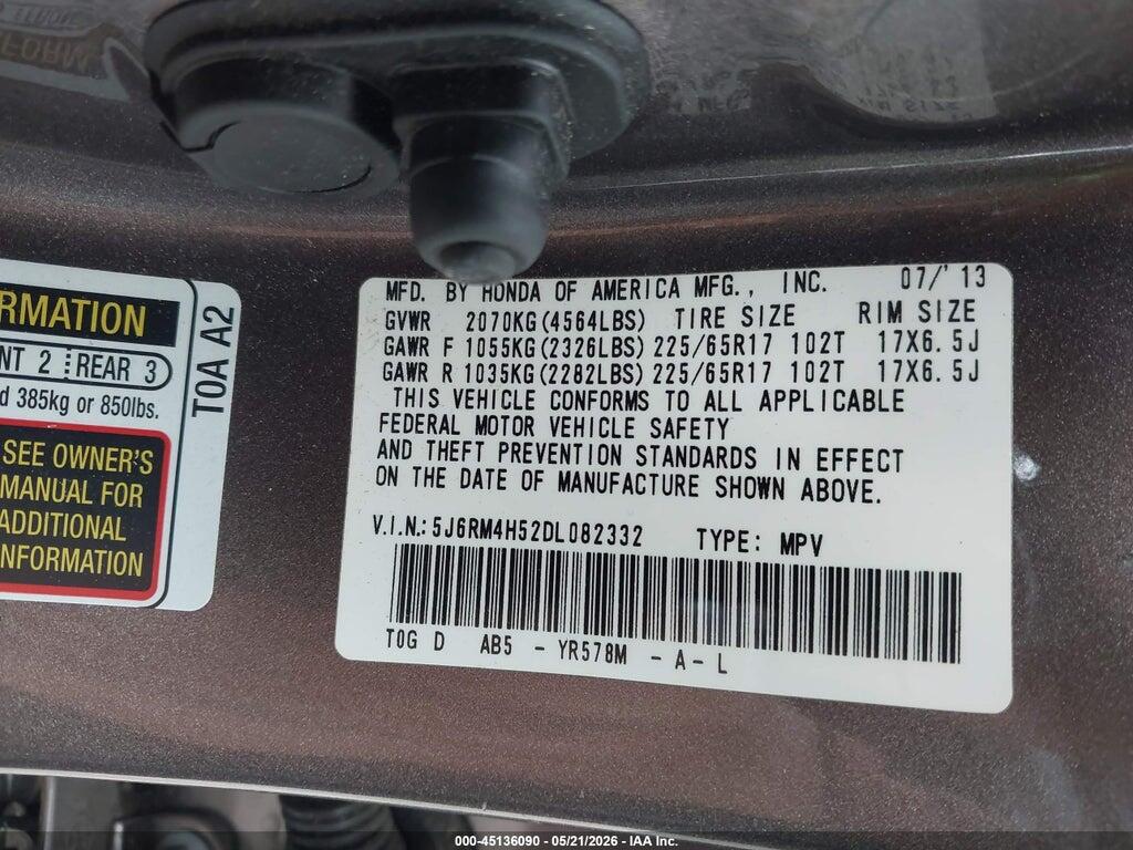 5J6RM4H52DL082332 2013 HONDA CR-V photo no. 9
