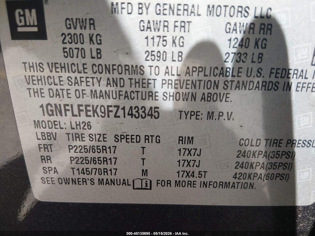 1GNFLFEK9FZ143345 2015 CHEVROLET EQUINOX photo no. 9