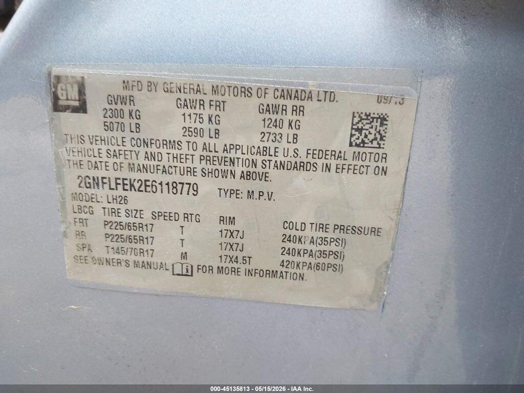 2GNFLFEK2E6118779 2014 CHEVROLET EQUINOX photo no. 9
