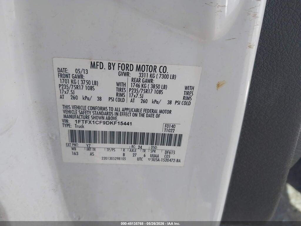 1FTFX1CF9DKF15441 2013 FORD F-150 photo no. 9