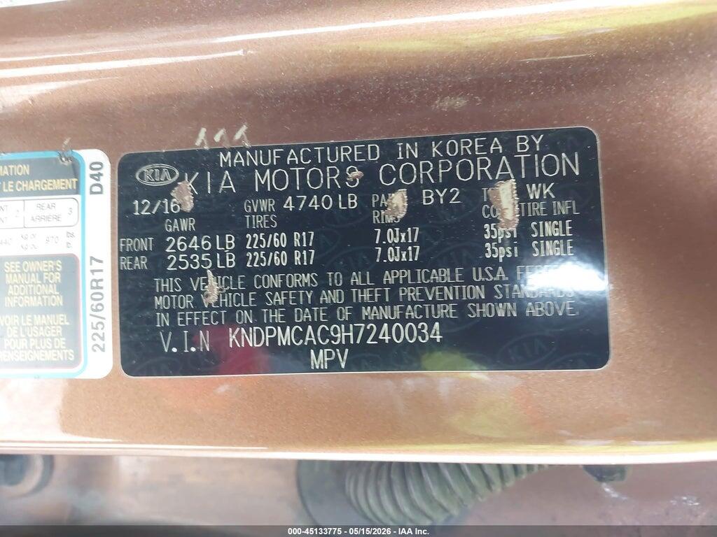 KNDPMCAC9H7240034 2017 KIA SPORTAGE photo no. 9