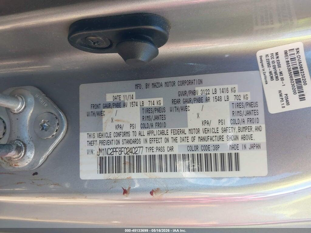 JM1NC2PF8F0240277 2015 MAZDA MX-5 MIATA photo no. 9