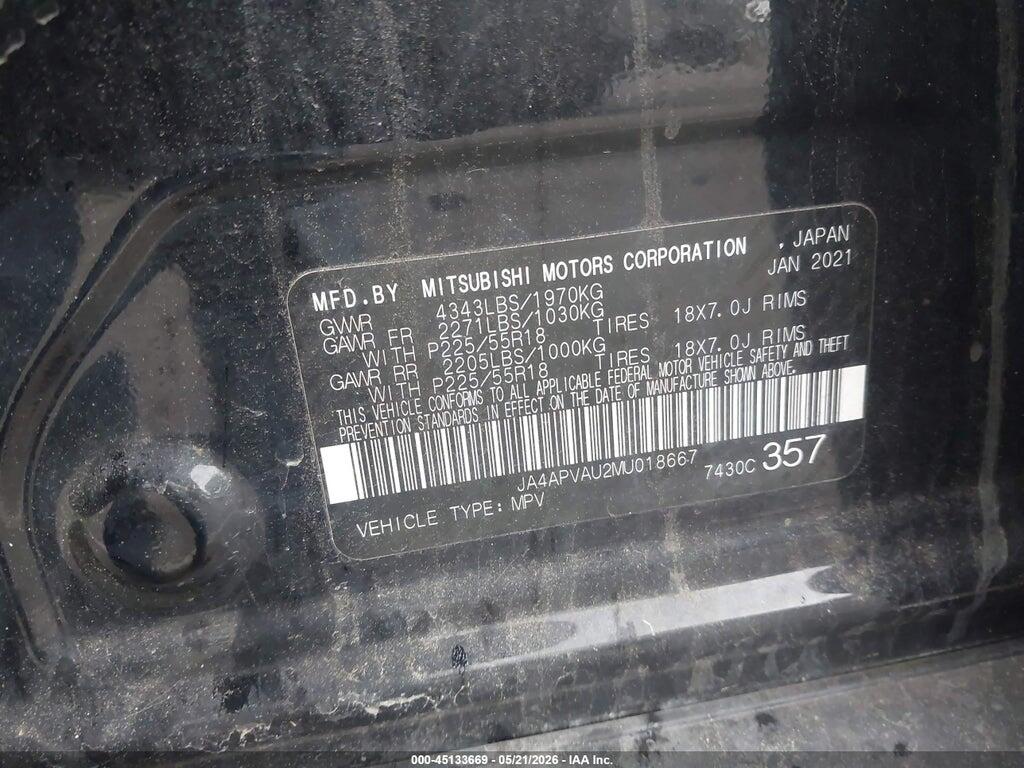 JA4APVAU2MU018667 2021 MITSUBISHI OUTLANDER SPORT photo no. 9