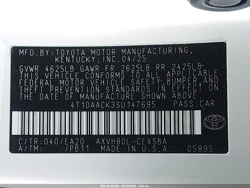 4T1DAACK3SU147695 2025 TOYOTA CAMRY photo no. 9