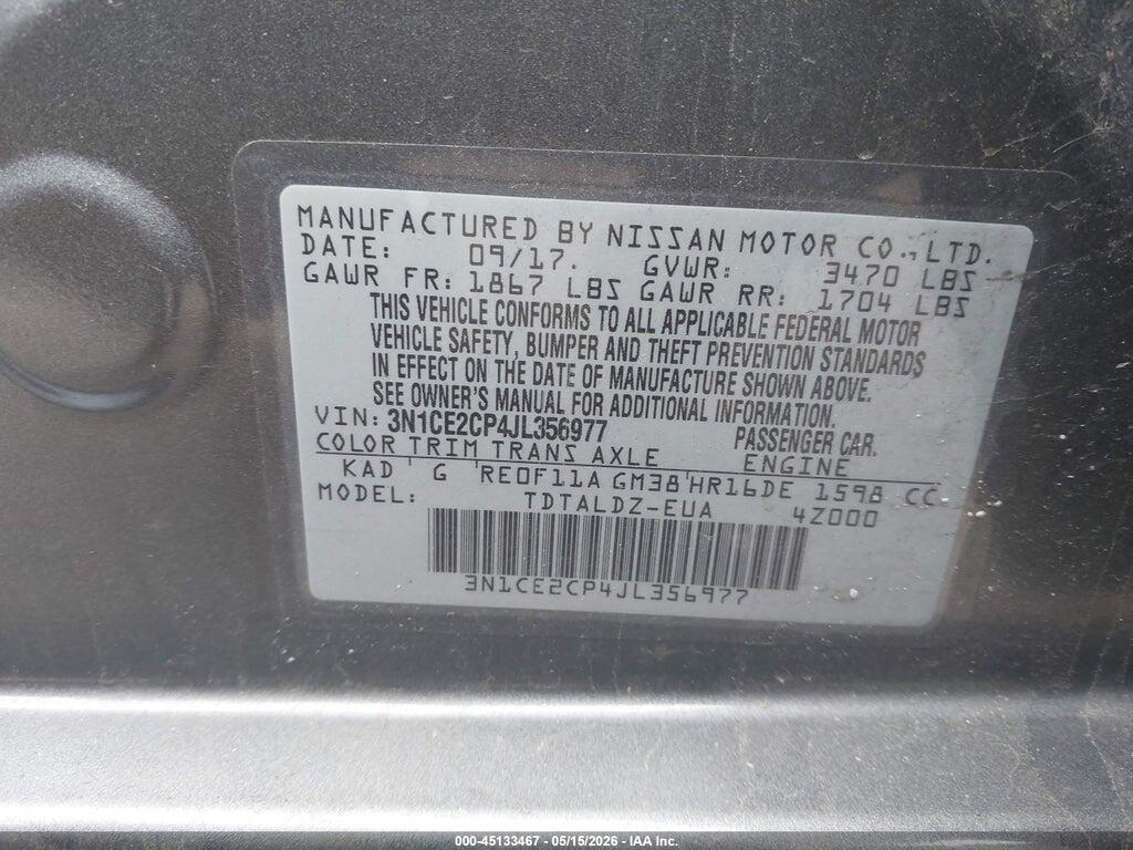 3N1CE2CP4JL356977 2018 NISSAN VERSA NOTE photo no. 9