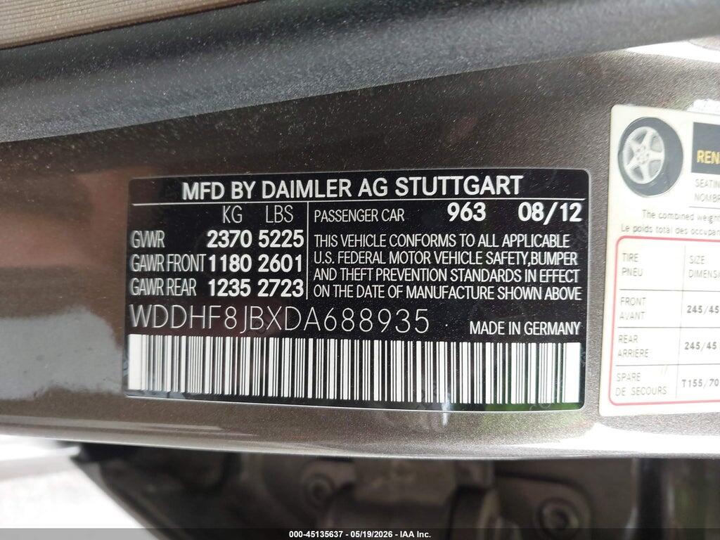 WDDHF8JBXDA688935 2013 MERCEDES-BENZ E 350 photo no. 9