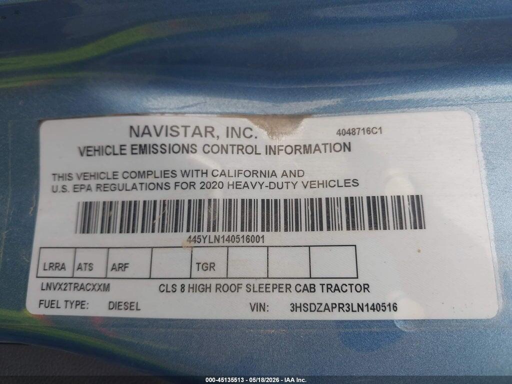 3HSDZAPR3LN140516 2020 INTERNATIONAL LT*POSS ORS photo no. 8