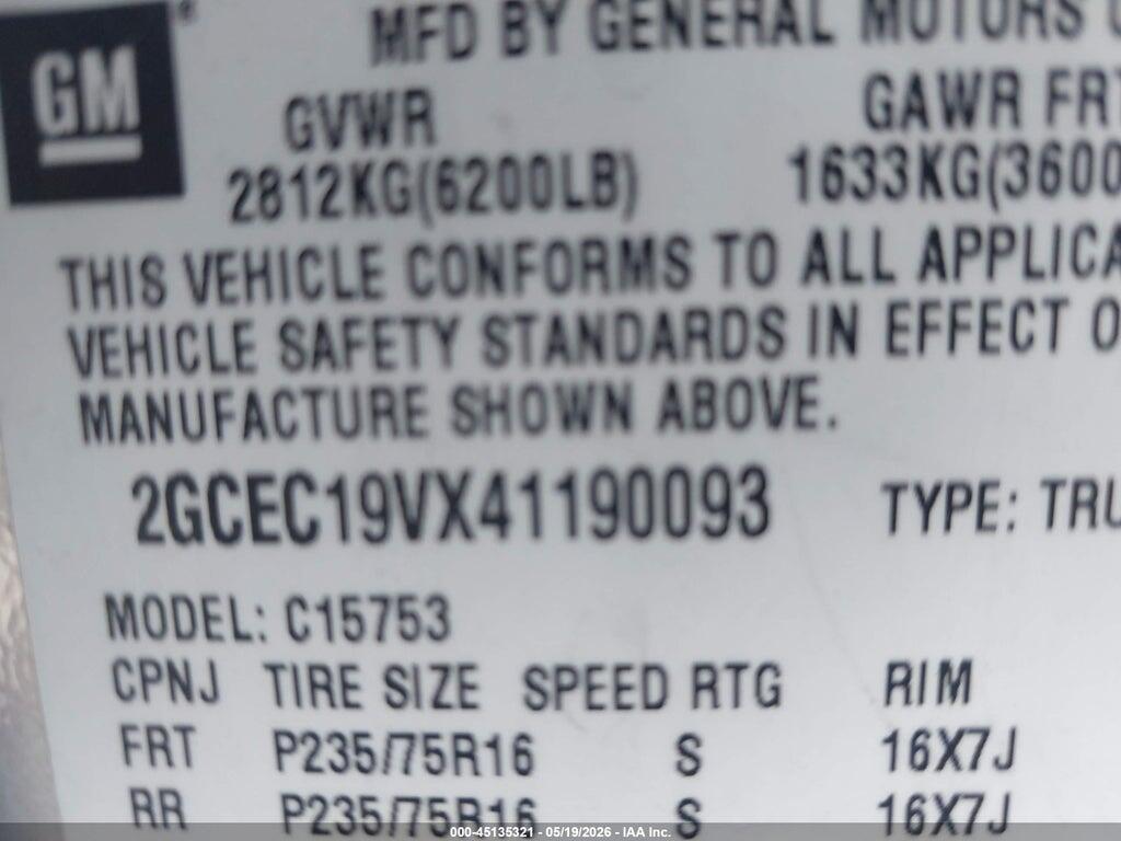 2GCEC19VX41190093 2004 CHEVROLET SILVERADO 1500 photo no. 9