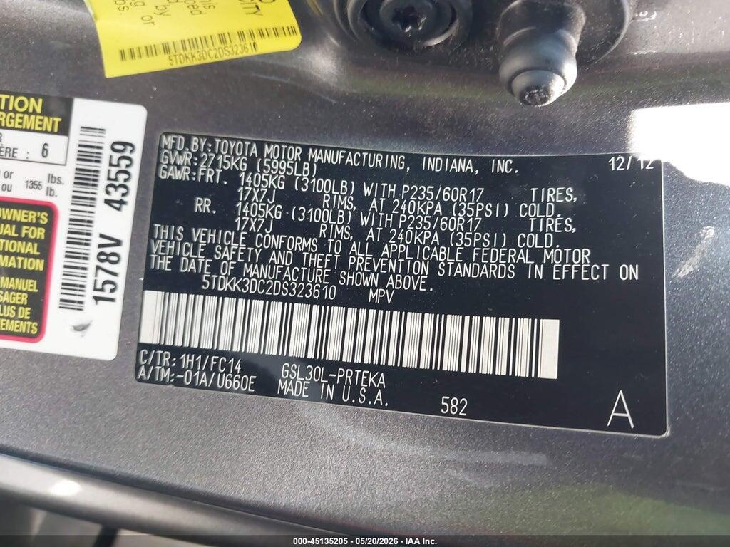 5TDKK3DC2DS323610 2013 TOYOTA SIENNA photo no. 9