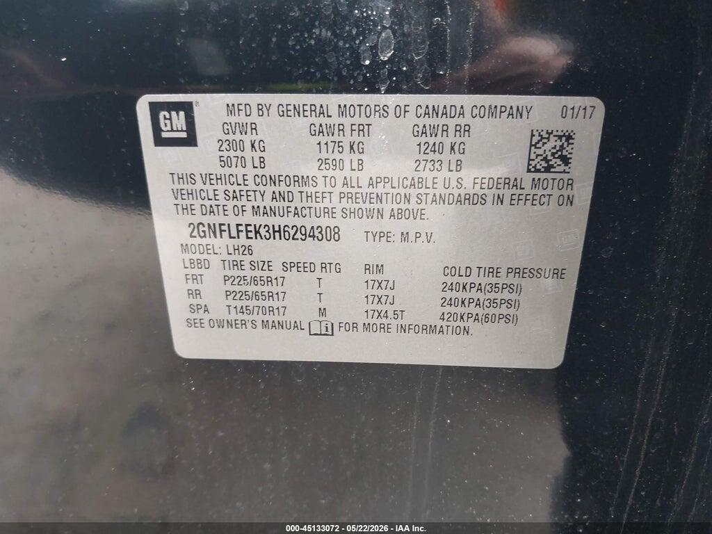 2GNFLFEK3H6294308 2017 CHEVROLET EQUINOX photo no. 9