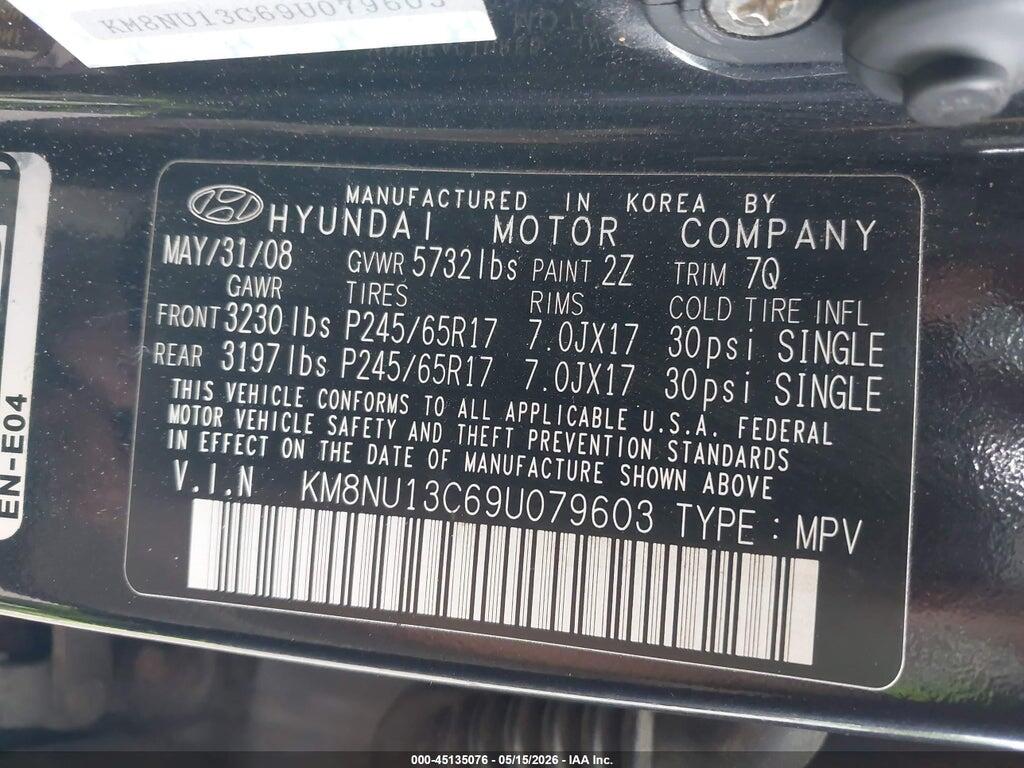 KM8NU13C69U079603 2009 HYUNDAI VERACRUZ photo no. 9