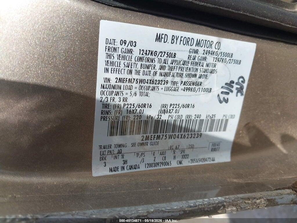 2MEFM75W04X623239 2004 MERCURY GRAND MARQUIS photo no. 9