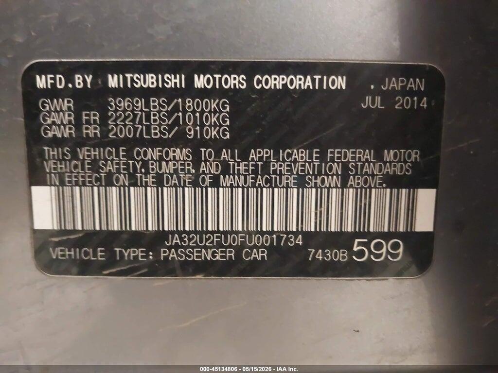 JA32U2FU0FU001734 2015 MITSUBISHI LANCER photo no. 9