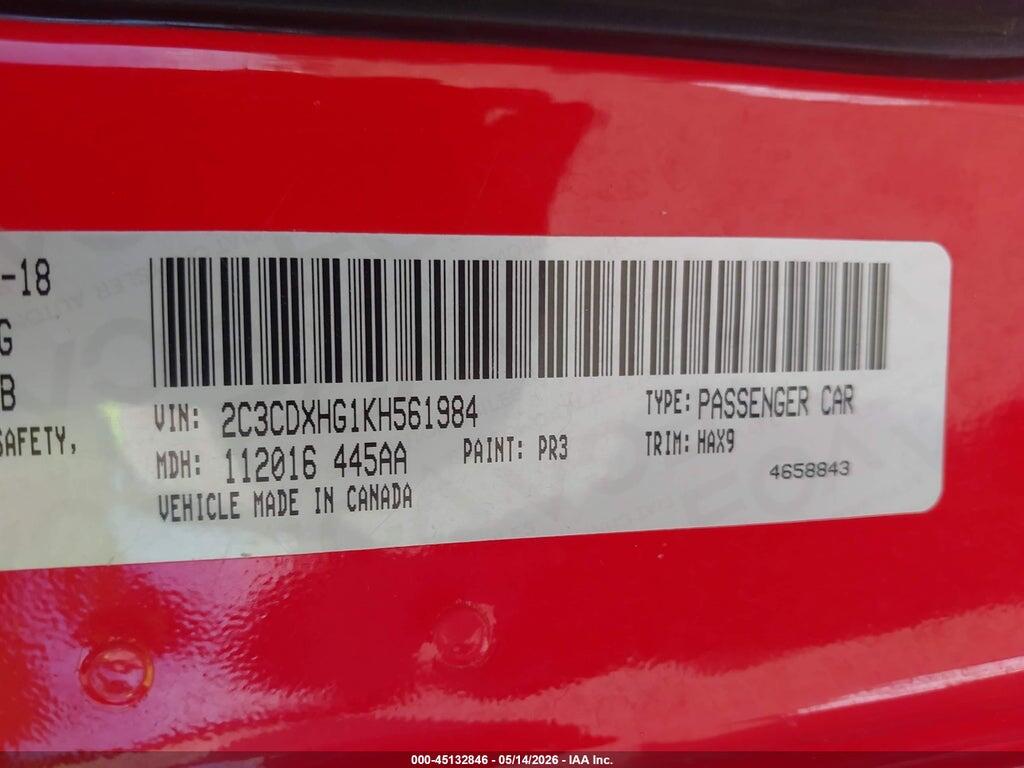 2C3CDXHG1KH561984 2019 DODGE CHARGER photo no. 9