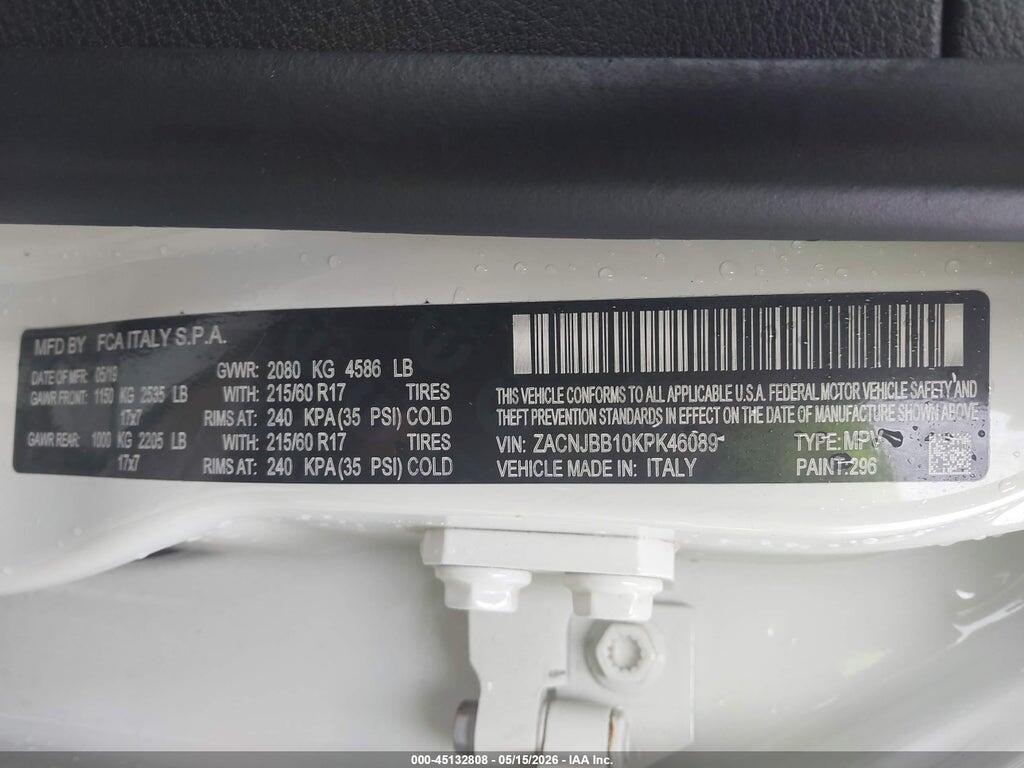 ZACNJBB10KPK46089 2019 JEEP RENEGADE photo no. 9