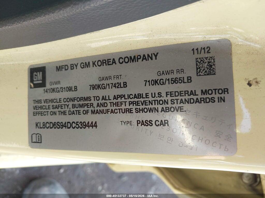 KL8CD6S94DC539444 2013 CHEVROLET SPARK photo no. 9