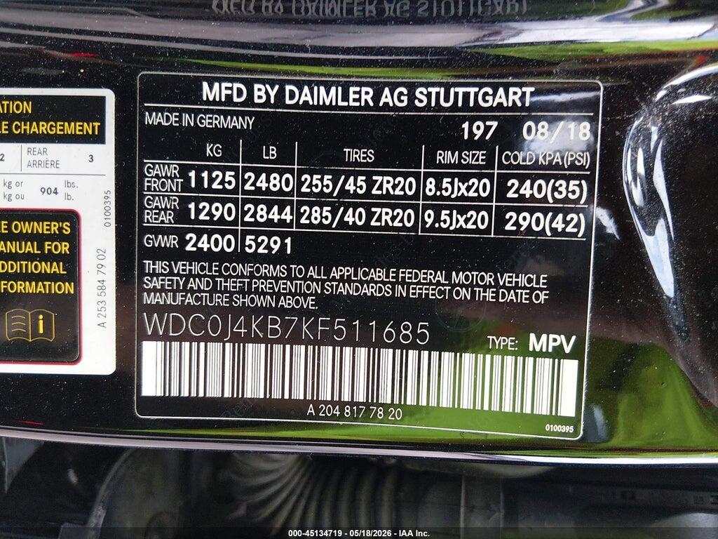 WDC0J4KB7KF511685 2019 MERCEDES-BENZ GLC 300 COUPE photo no. 9