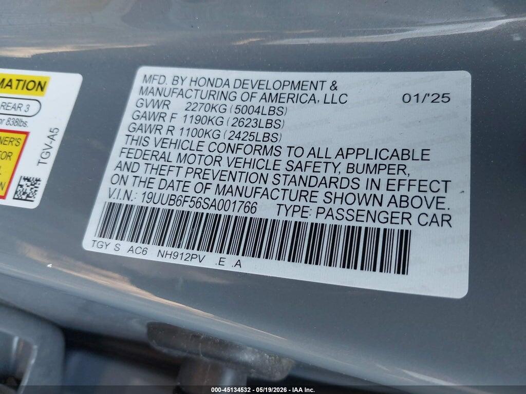 19UUB6F56SA001766 2025 ACURA TLX photo no. 9