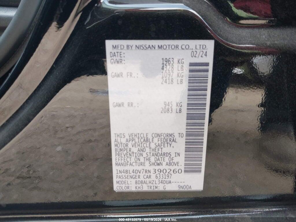 1N4BL4DV7RN390260 2024 NISSAN ALTIMA photo no. 9