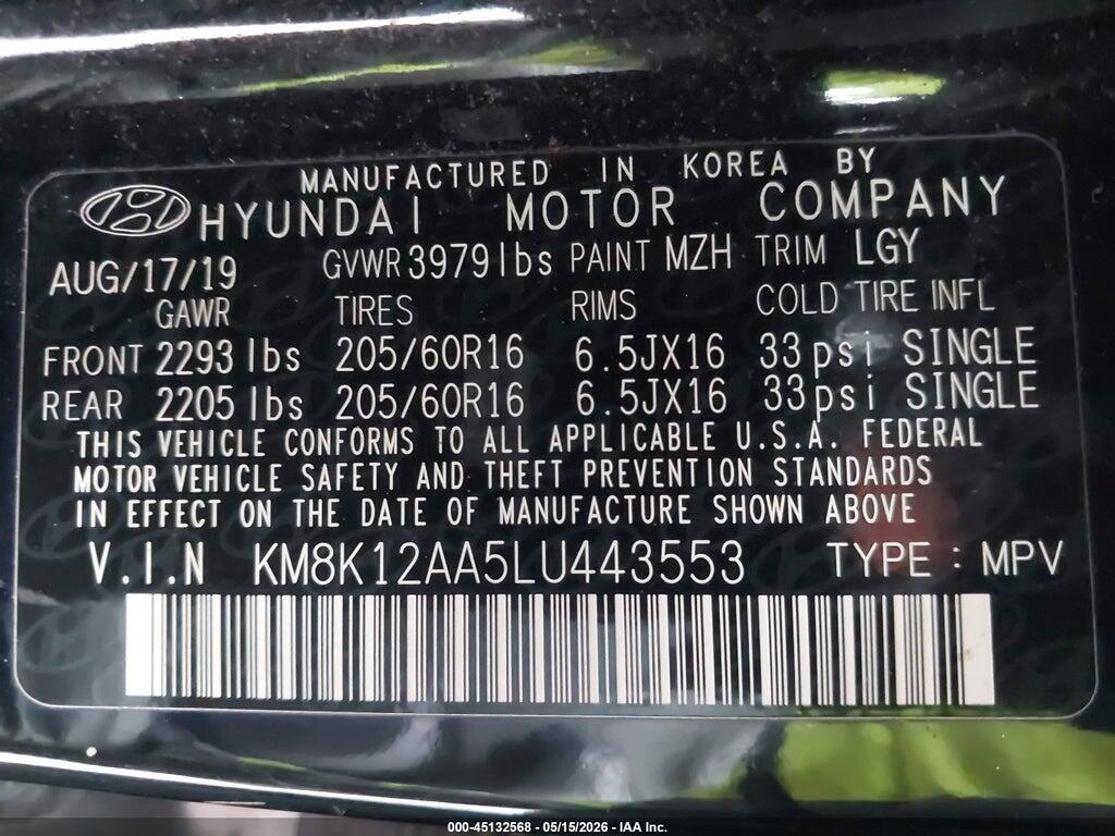 KM8K12AA5LU443553 2020 HYUNDAI KONA photo no. 9