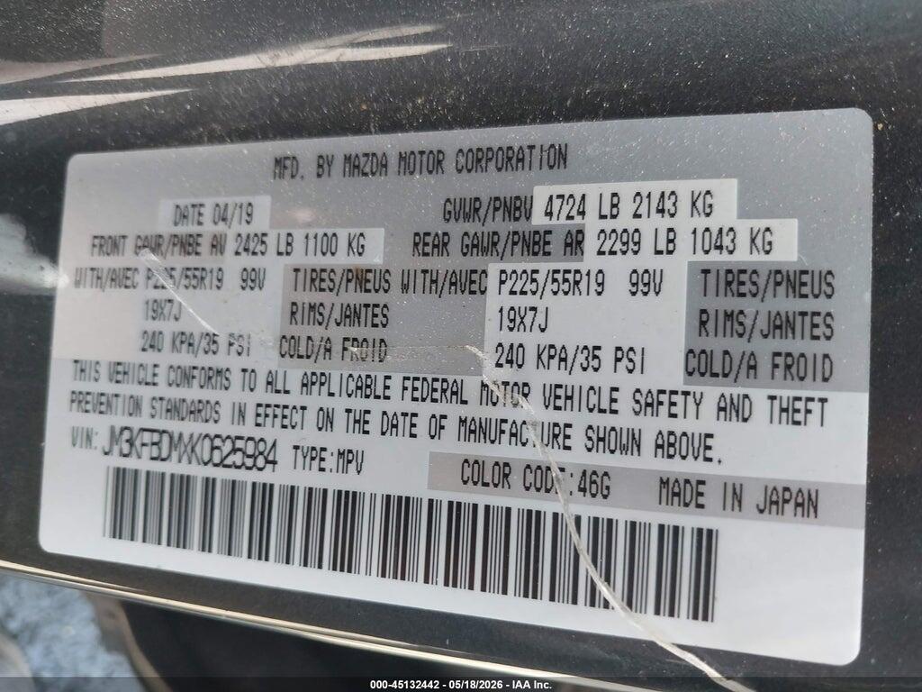 JM3KFBDMXK0625984 2019 MAZDA CX-5 photo no. 9