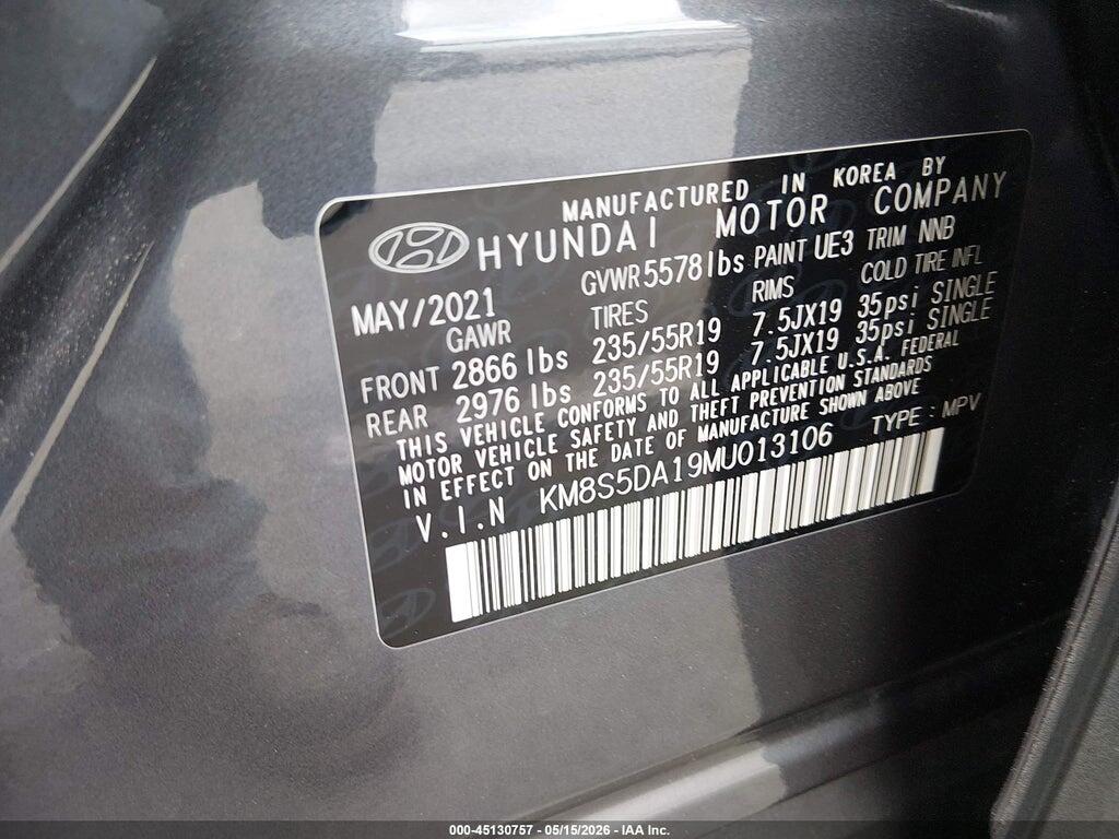 KM8S5DA19MU013106 2021 HYUNDAI SANTA FE HYBRID photo no. 9