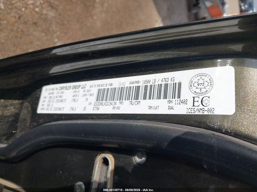 3C63DRNLXCG154134 2012 RAM 3500 photo no. 8