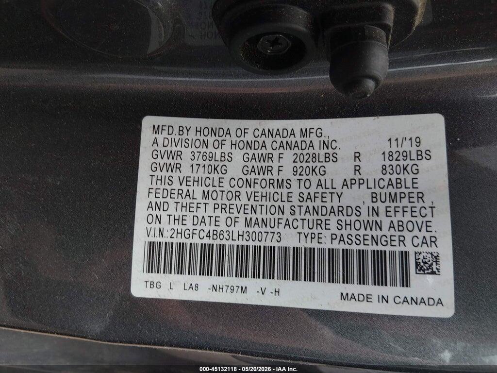 2HGFC4B63LH300773 2020 HONDA CIVIC photo no. 9