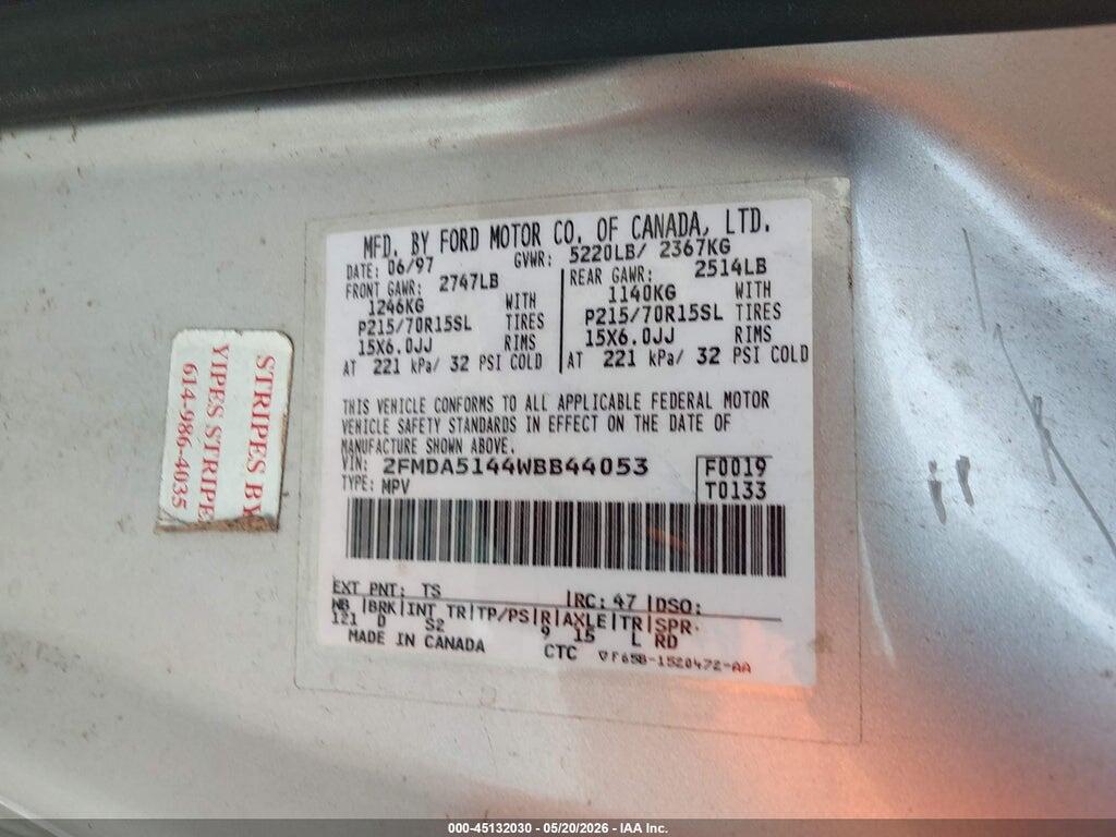 2FMDA5144WBB44053 1998 FORD WINDSTAR photo no. 9