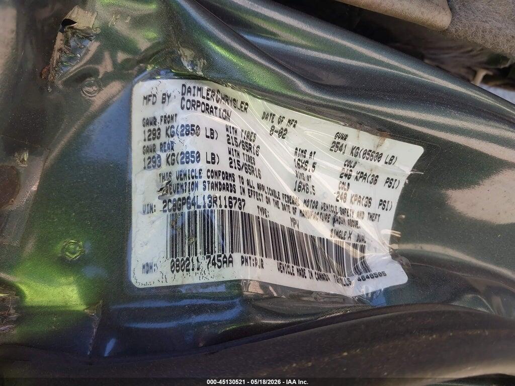 2C8GP64L13R116737 2003 CHRYSLER TOWN & COUNTRY photo no. 9