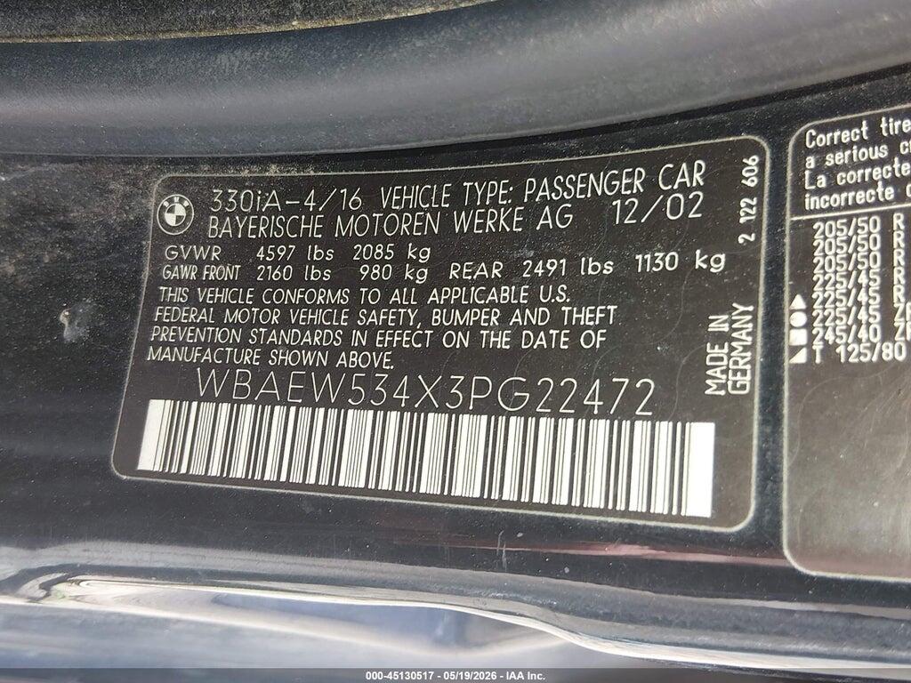 WBAEW534X3PG22472 2003 BMW 330 photo no. 9