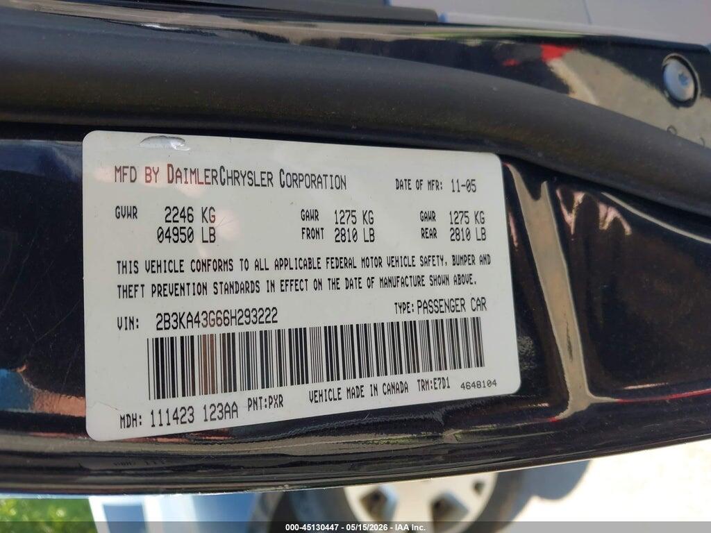 2B3KA43G66H293222 2006 DODGE CHARGER photo no. 9
