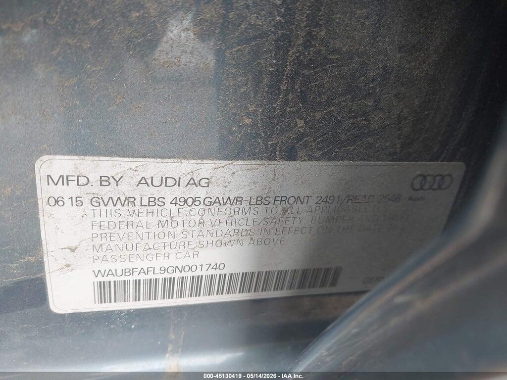 WAUBFAFL9GN001740 2016 AUDI A4 photo no. 9