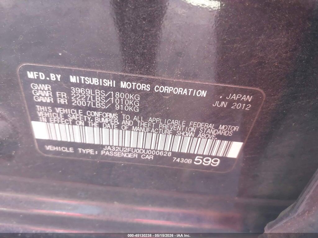 JA32U2FU0DU000628 2013 MITSUBISHI LANCER photo no. 9