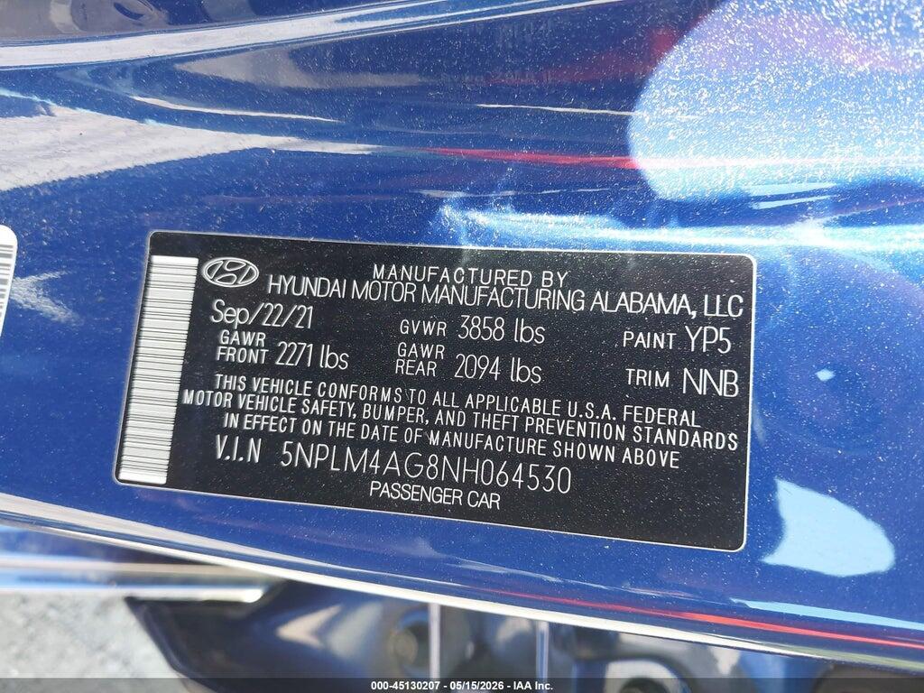 5NPLM4AG8NH064530 2022 HYUNDAI ELANTRA photo no. 9