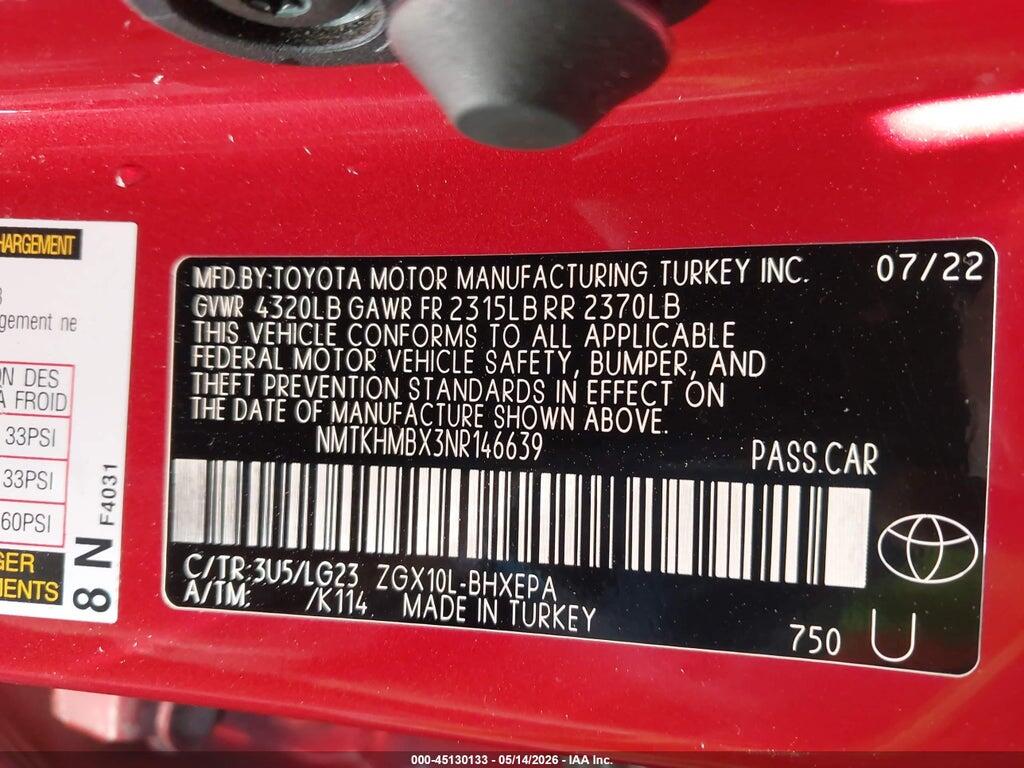 NMTKHMBX3NR146639 2022 TOYOTA C-HR photo no. 9