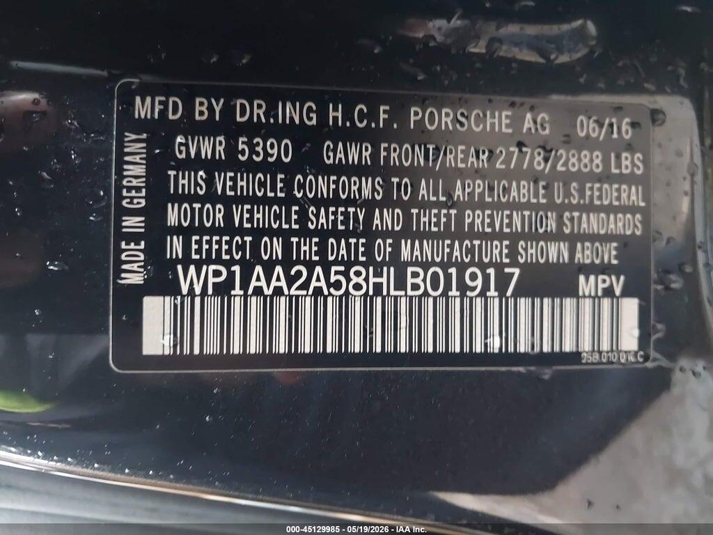 WP1AA2A58HLB01917 2017 PORSCHE MACAN photo no. 9