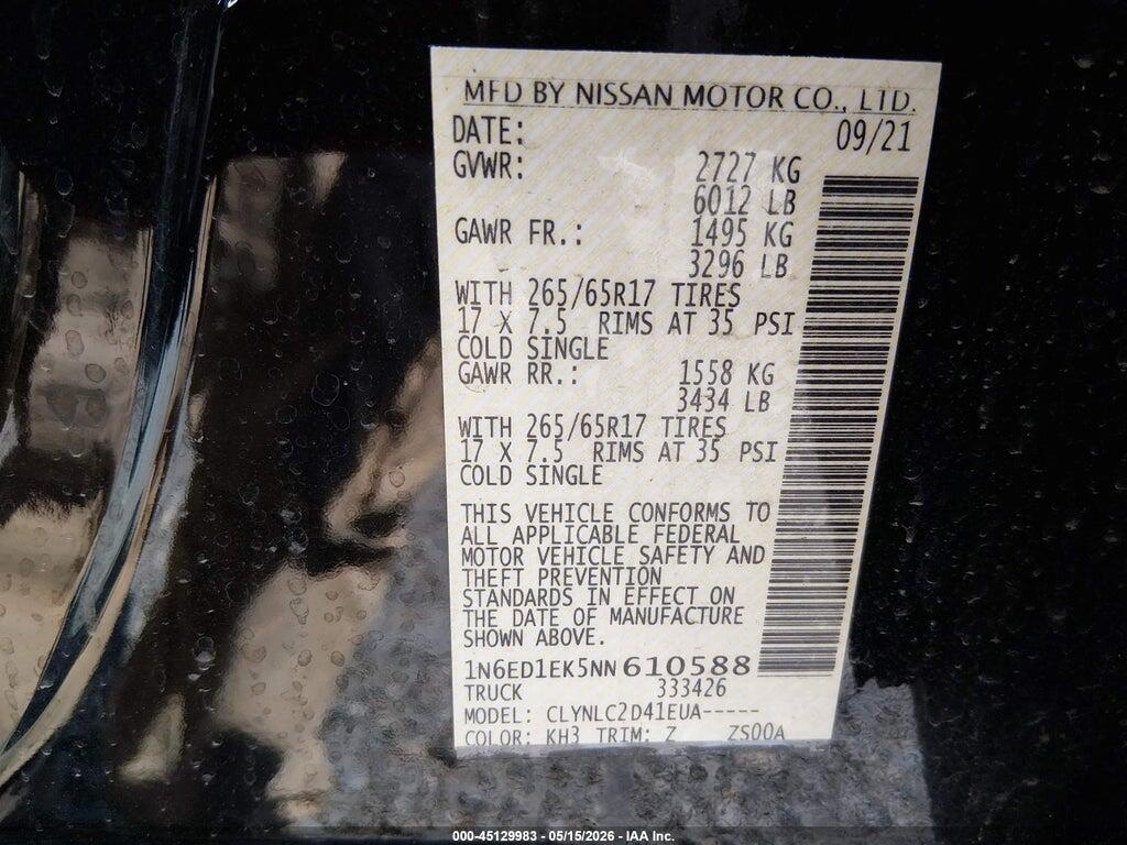 1N6ED1EK5NN610588 2022 NISSAN FRONTIER photo no. 9