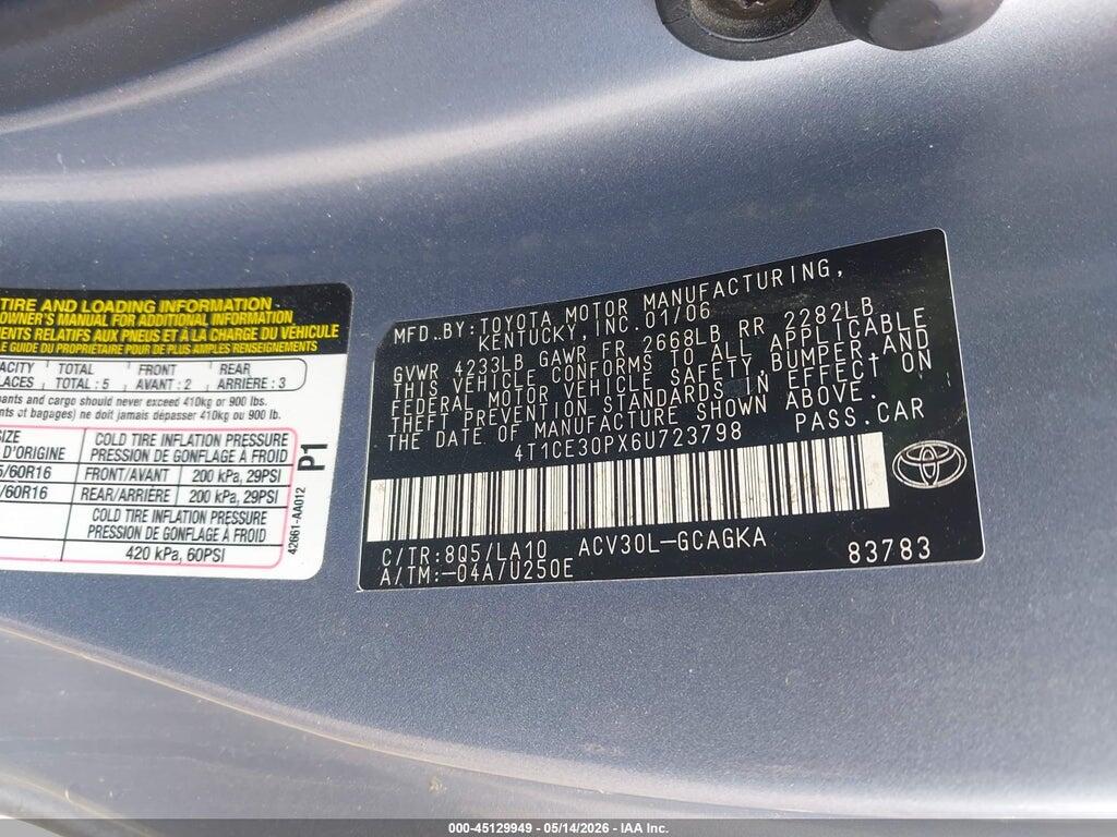 4T1CE30PX6U723798 2006 TOYOTA CAMRY SOLARA photo no. 9