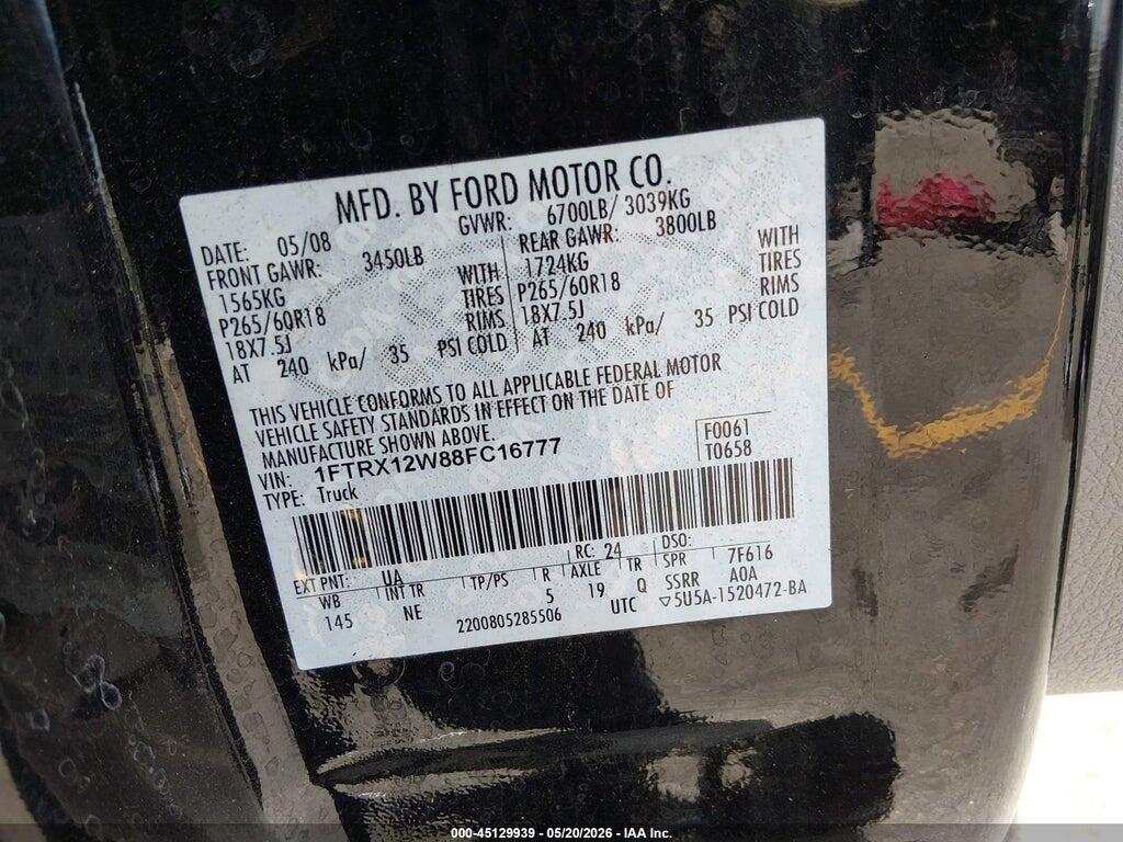 1FTRX12W88FC16777 2008 FORD F-150 photo no. 9