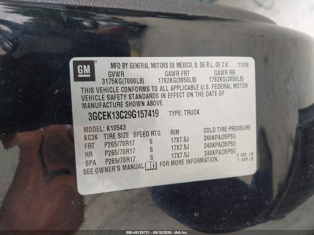 3GCEK13C29G157419 2009 CHEVROLET SILVERADO 1500 photo no. 9